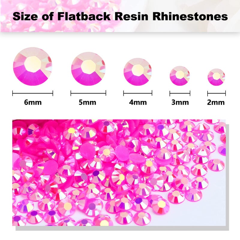 Briskbloom 1000PCS 6mm Resin Flatback Rhinestone, Hot Pink/Rose AB Color Flatback Jelly Resin Rhinestones for Mugs, Bottles, Tumblers, Craft Decoration, Loose Bling Glitter Diamond Stone - Image 3